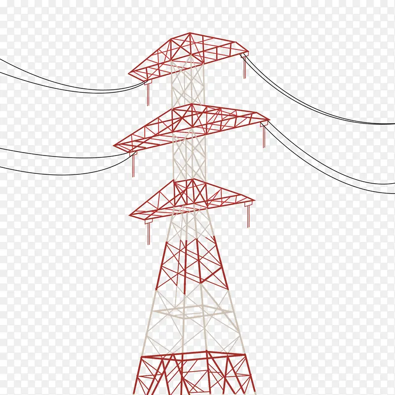 红色电网电塔