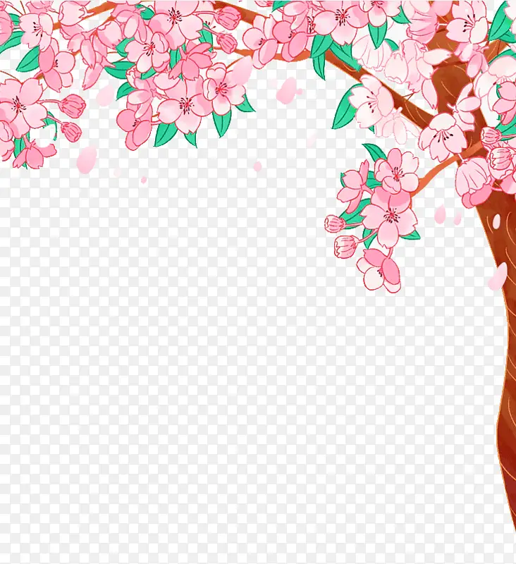 手绘花朵装饰扁平肌理风插画