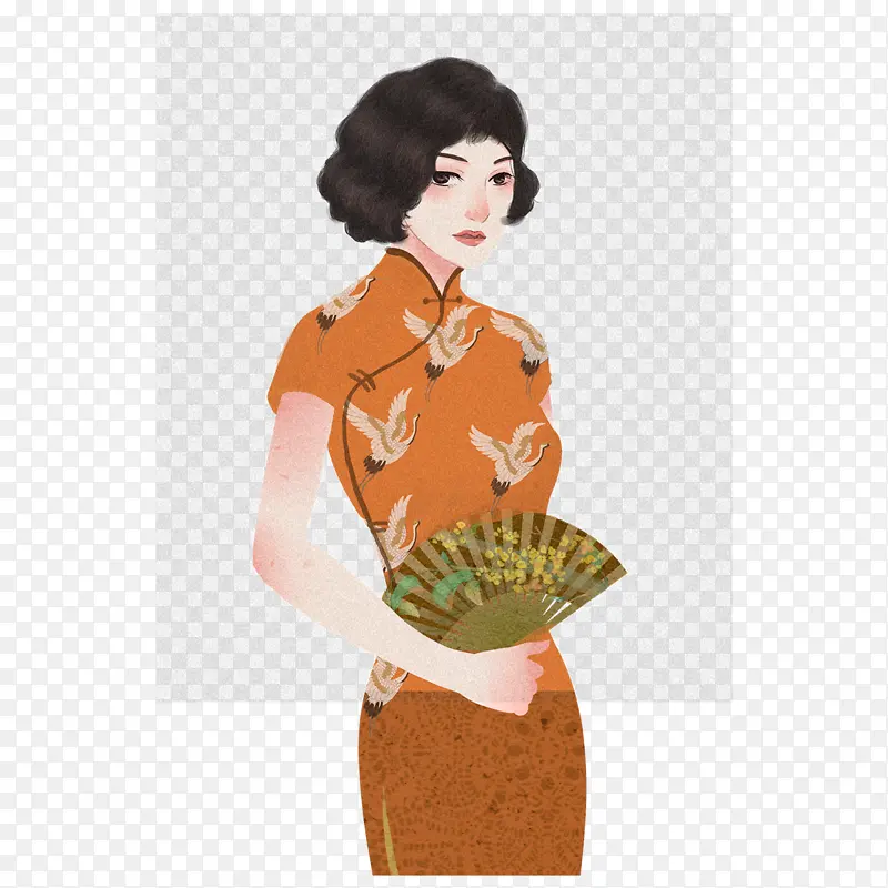 手绘旗袍女子