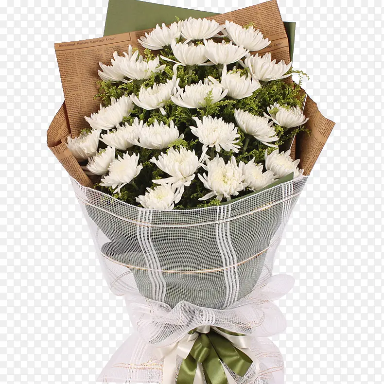 白色菊花花束包装