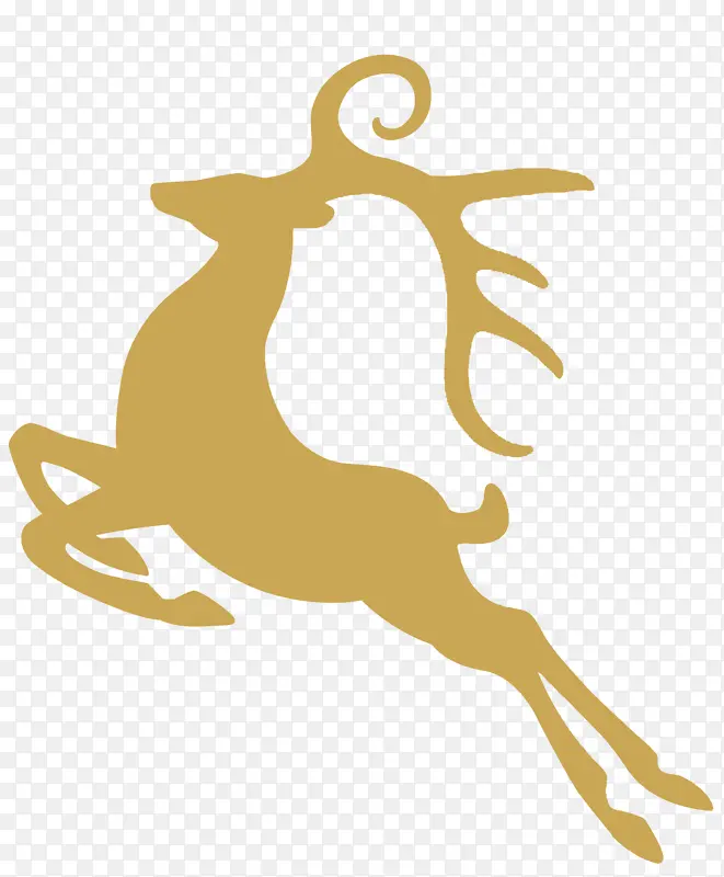金色奔跑的鹿剪影