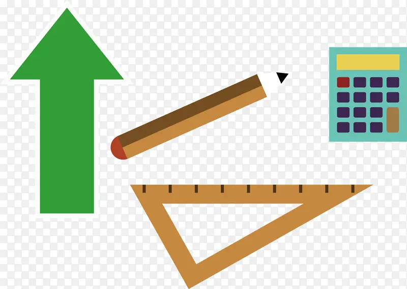 彩色卡通文具箭头矢量图