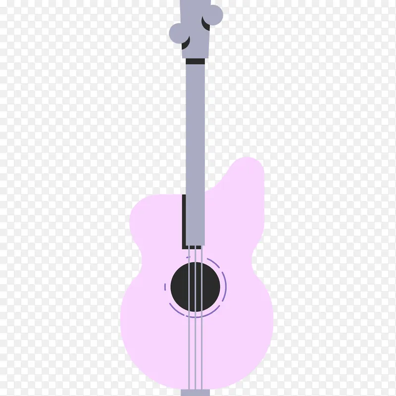 卡通二维粉色吉他