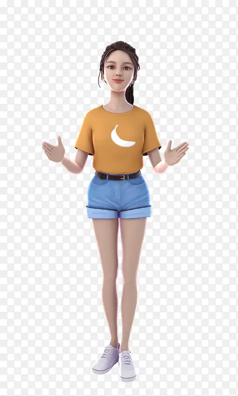 双手张开卡通女生