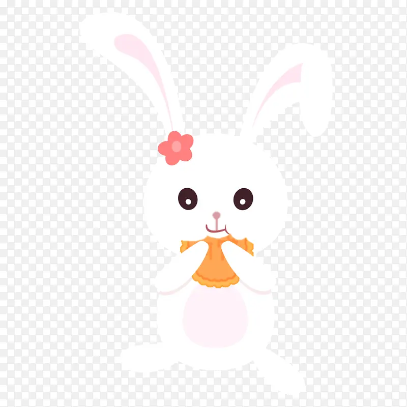 中秋节满月玉兔白色兔子吃月饼手绘中秋
