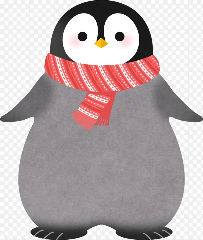 企鹅 正面 滑行 圣诞帽
