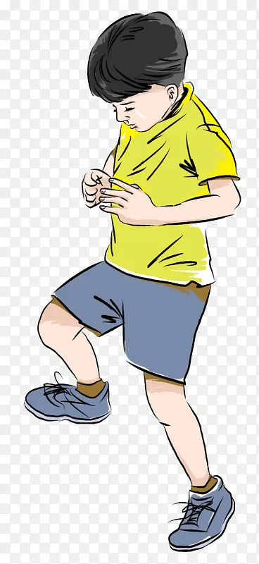 正在蹦跳男孩子