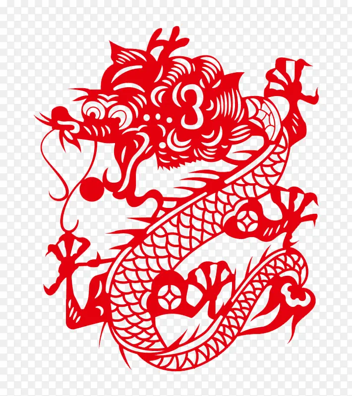 剪纸龙的图片