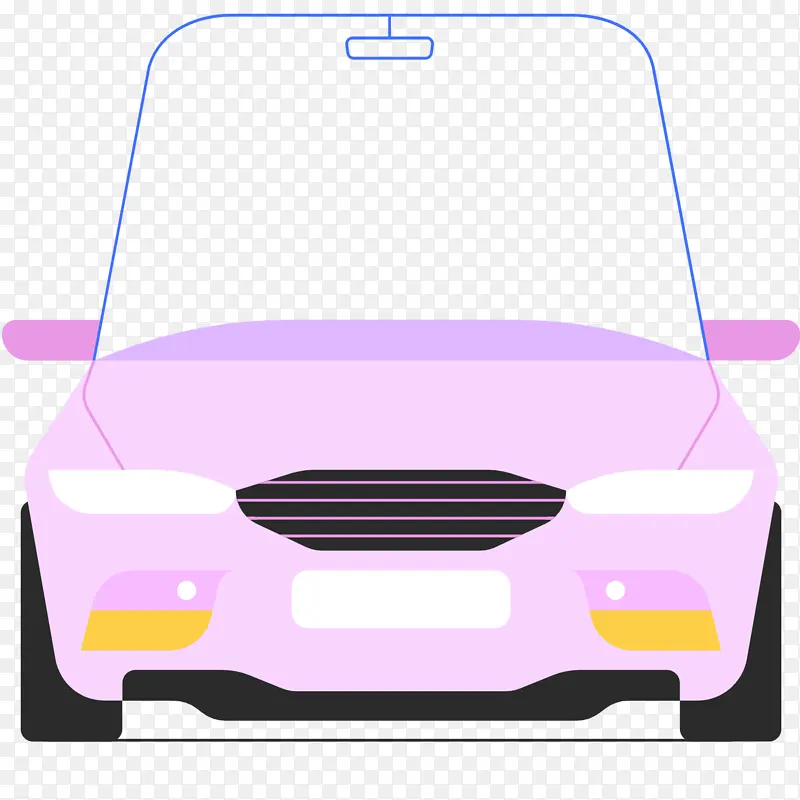 卡通二维粉色汽车