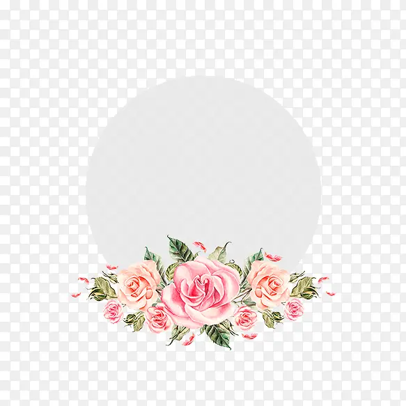 玫瑰花圆形标题边框