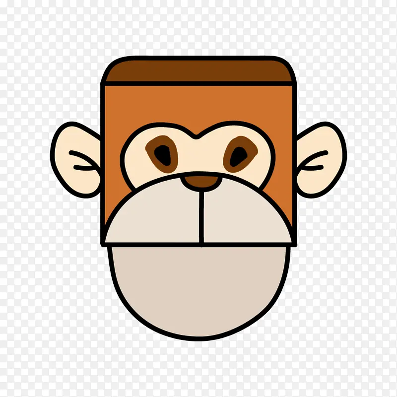 猩猩 猴子 简笔扁平
