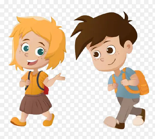 上学的小孩 卡通图片