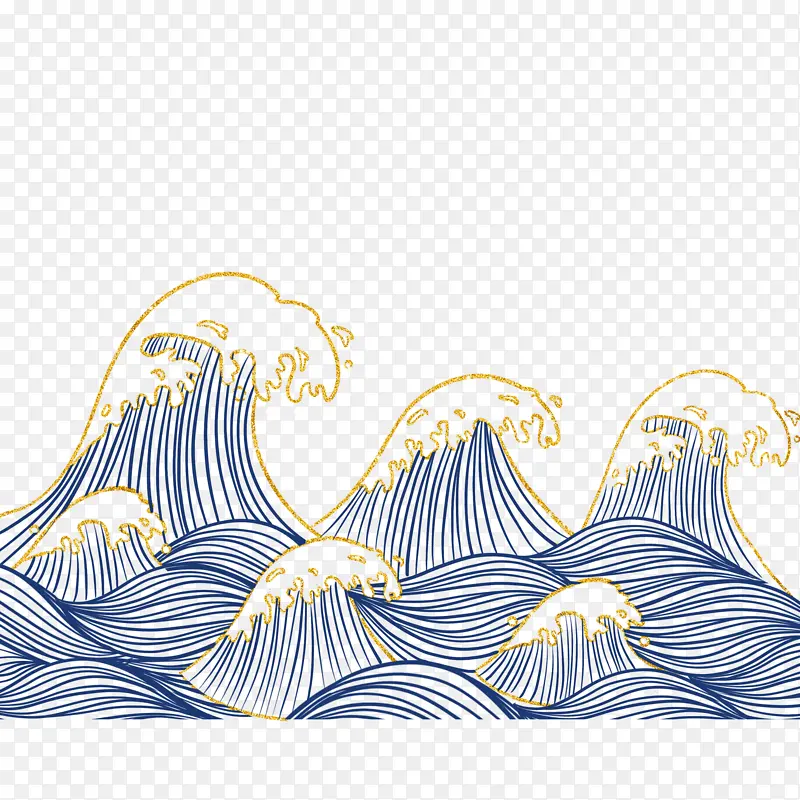 海浪 海波 水纹 海水 手绘
