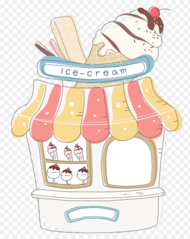 手绘卡通冰淇淋贩卖机