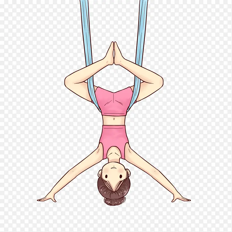 卡通  运动  少女  瑜伽 吊绳