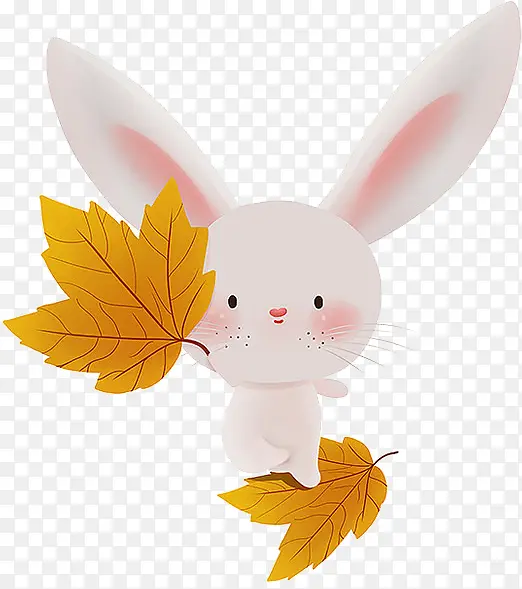 原创小白兔枫叶秋天