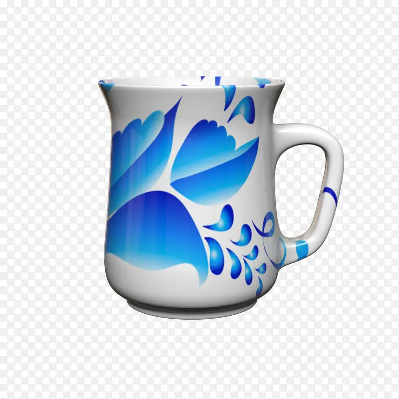 一个蓝色的陶瓷杯子