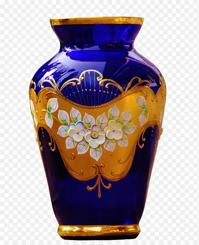 一个蓝色的陶瓷花瓶