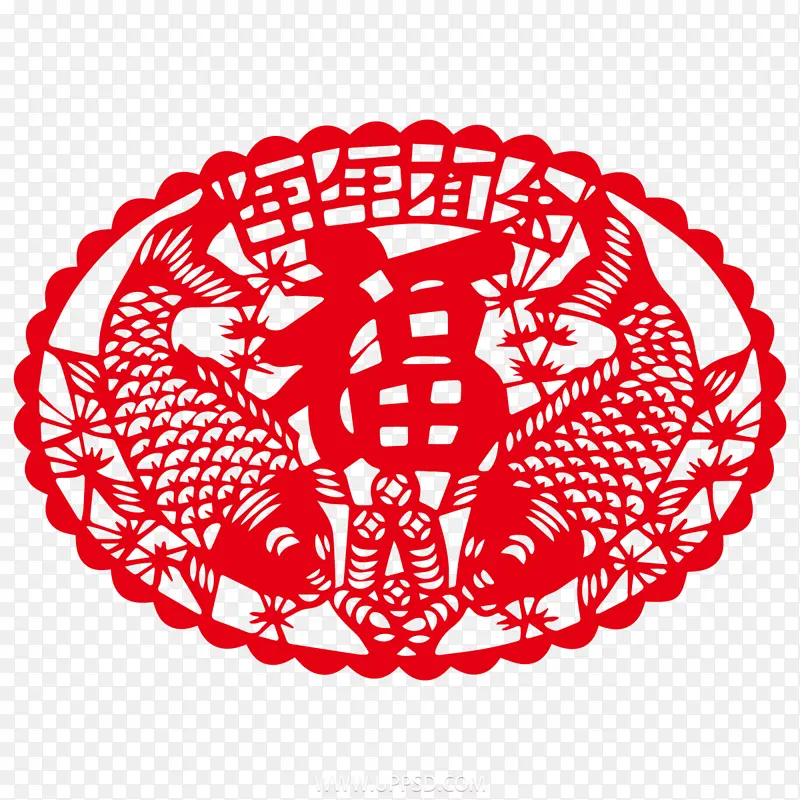 春节剪纸窗贴福到1