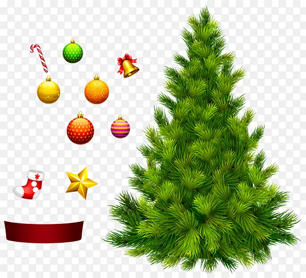 一颗圣诞树+圣诞元素