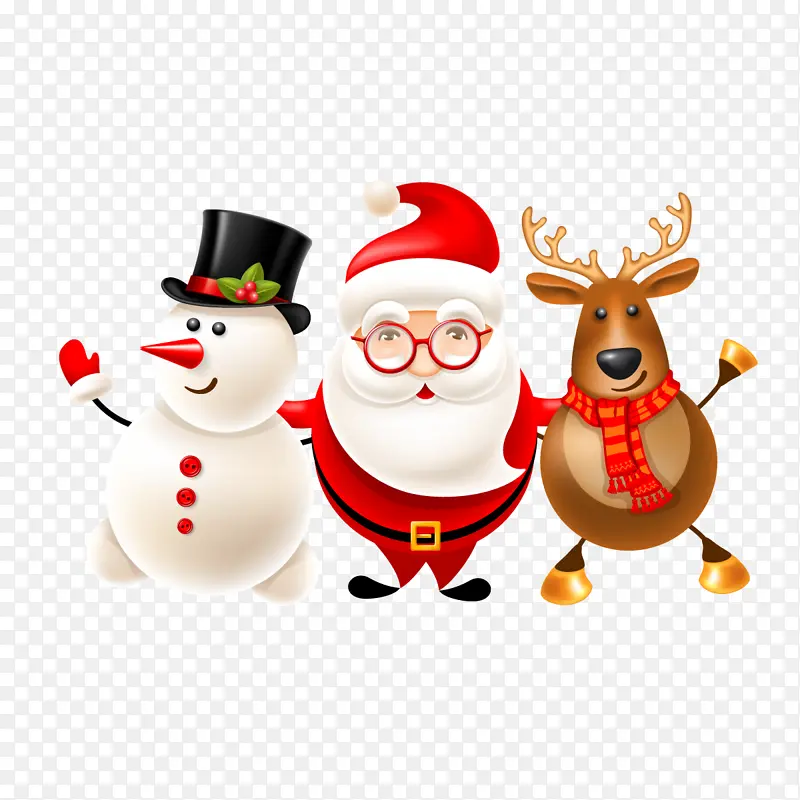 圣诞老人和雪人麋鹿