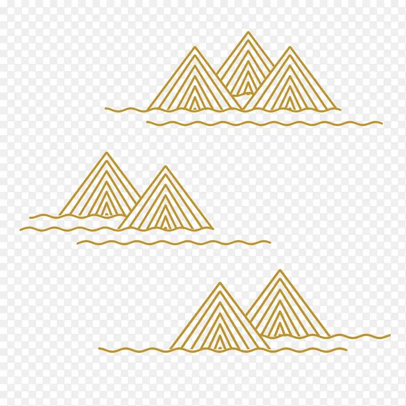 金色线条山水