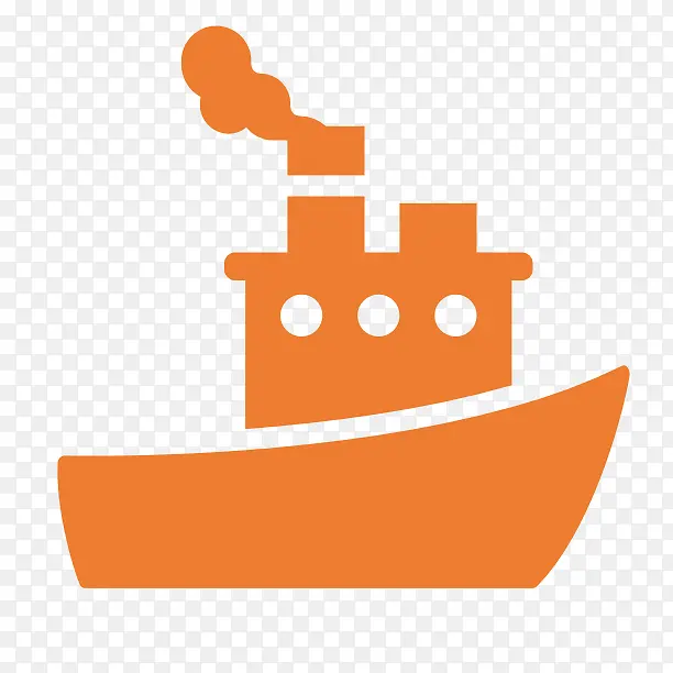 橙色轮船免扣元素图