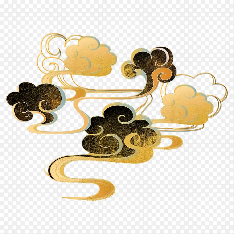 中国风金色云纹漂浮素材