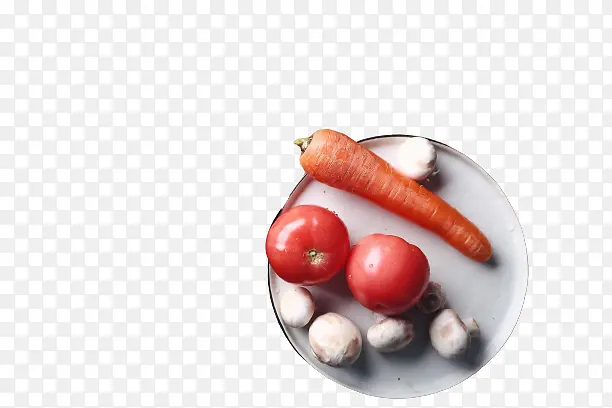 一盘青菜蘑菇西红柿