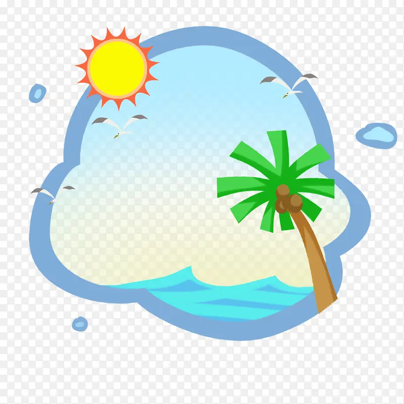 夏日，海滩，椰子树，边框