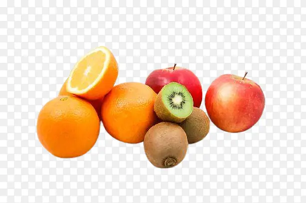 一堆橙子和猕猴桃