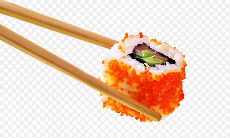 筷子夹着日本寿司