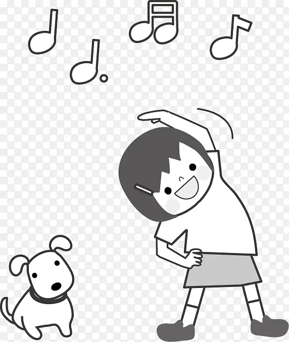 图书插图体操无线电健美操单色绘画