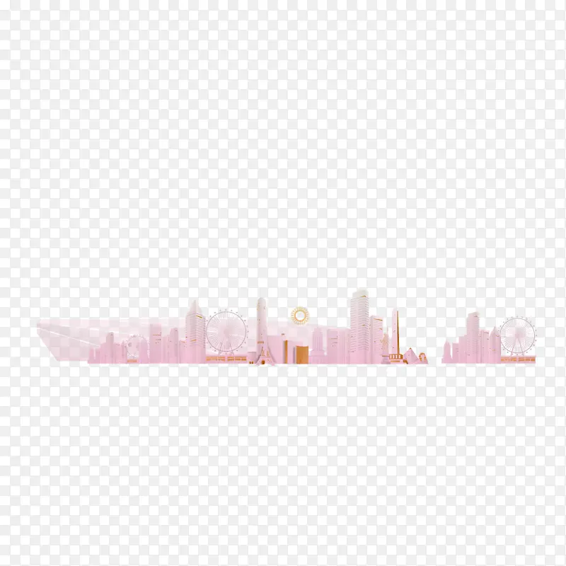 粉红色城市建筑群