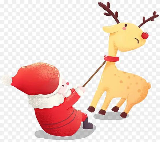 圣诞老人拽麋鹿圣诞节元素