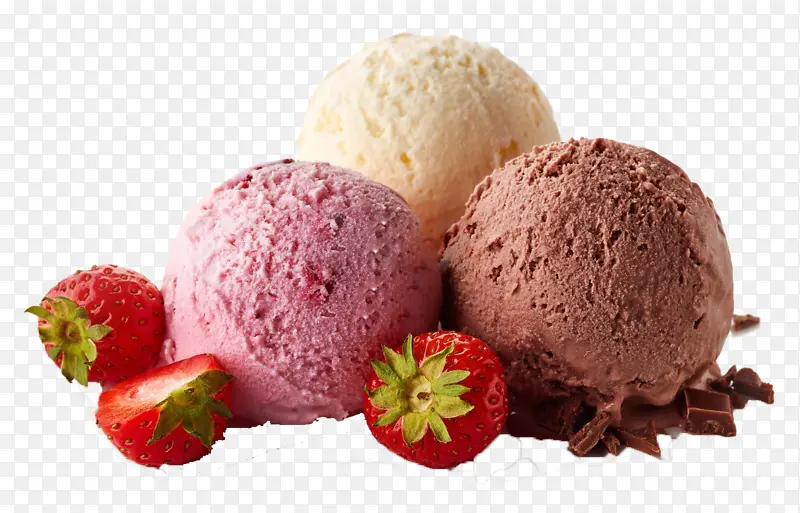 草莓水果三色冰激凌