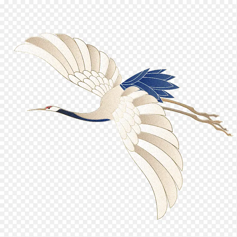 国风插画白鹤飞翔