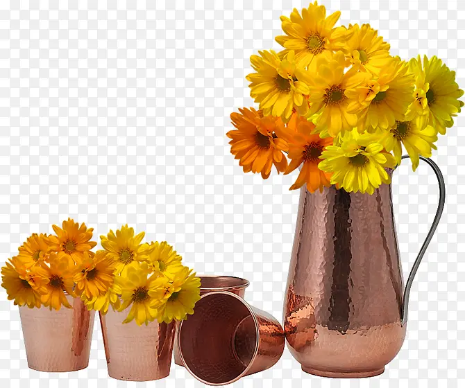 花瓶向日葵花束素材