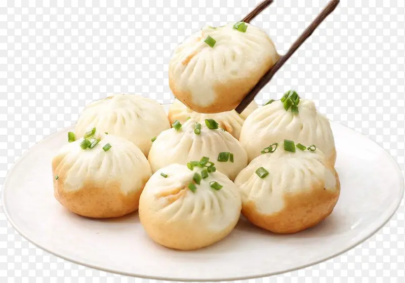 筷子夹生煎包