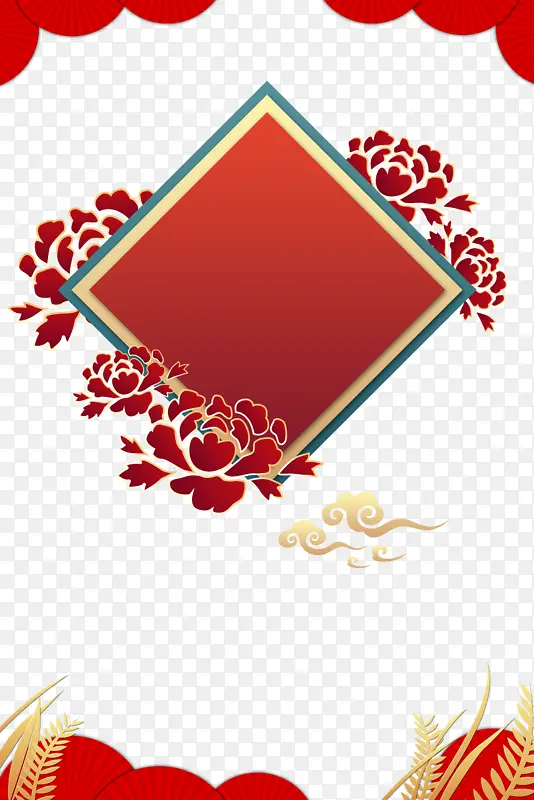 中国风红色传统节日装饰元素图案