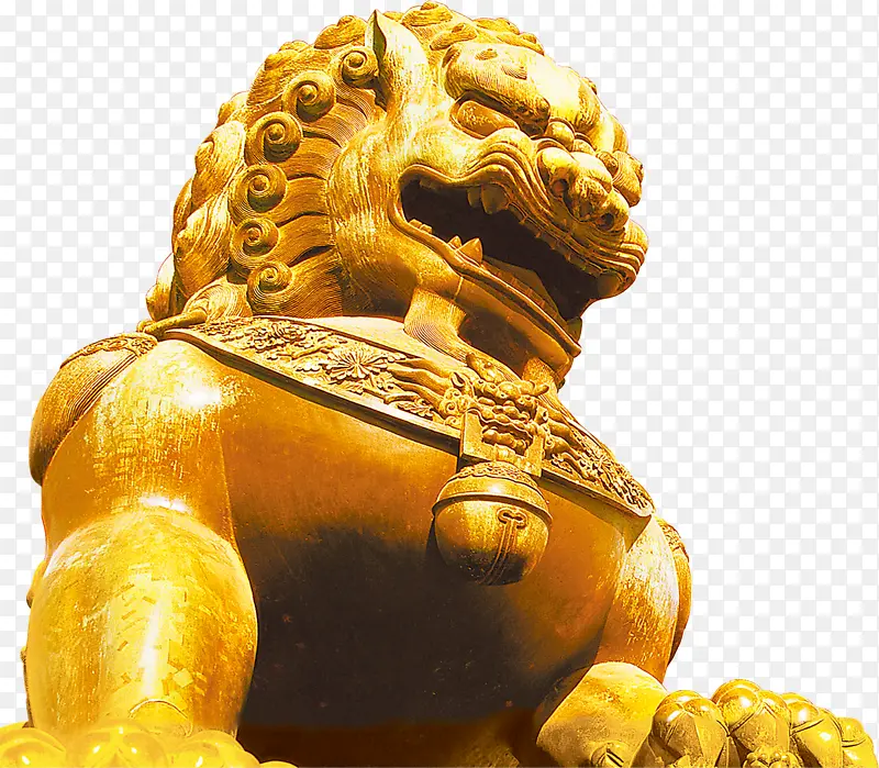 中国风 雕像 狮头像 黄色