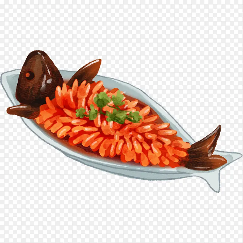 松鼠鳜鱼苏菜手绘美食