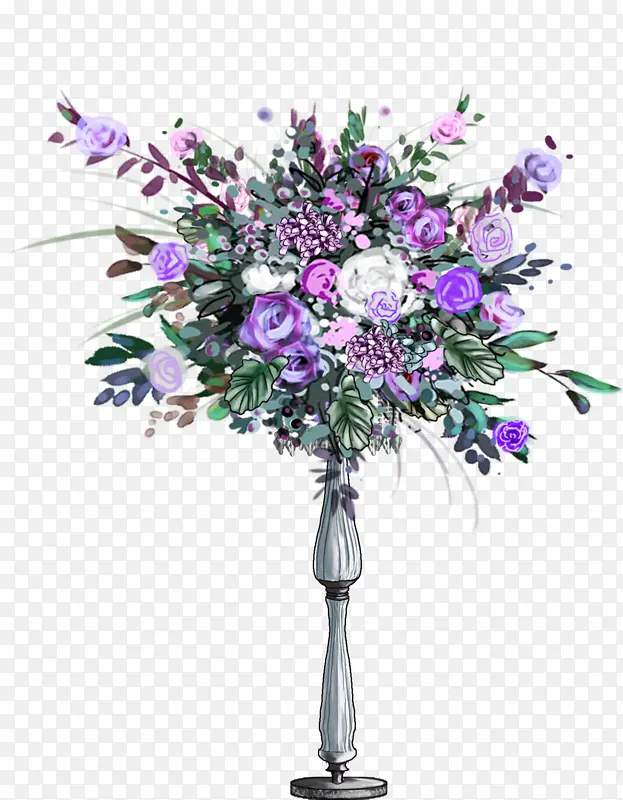 紫色花艺桌花