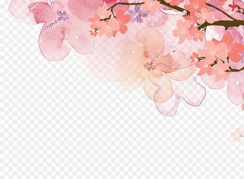 粉色水彩花朵png