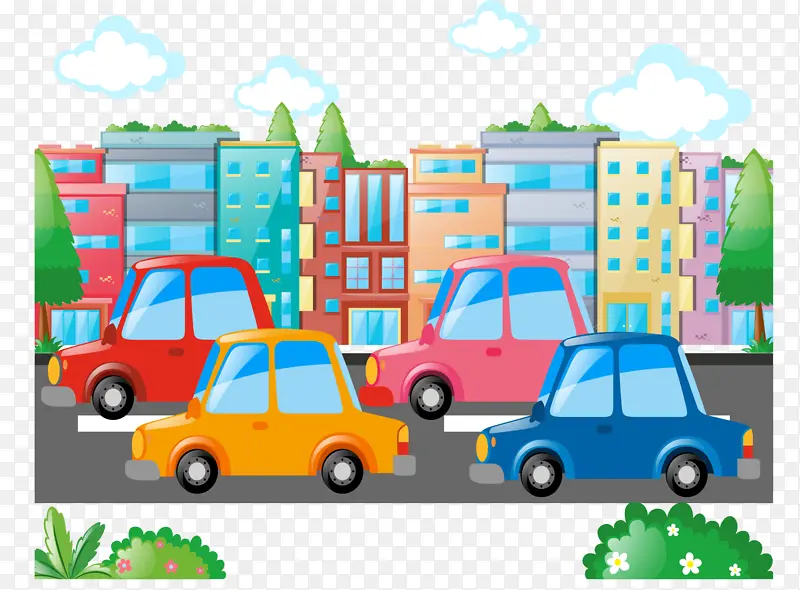 城市公路上的小汽车