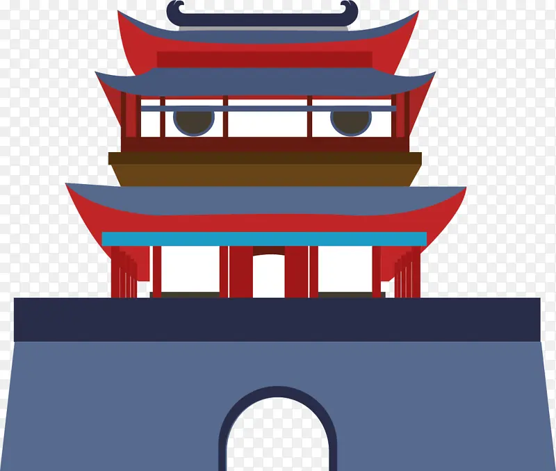 古建筑手绘城楼