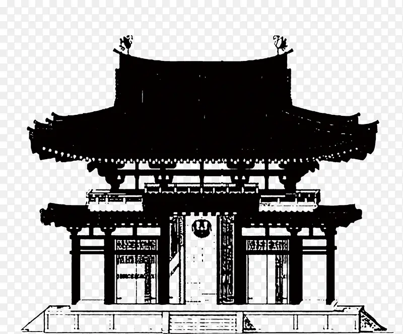 中式房子剪影
