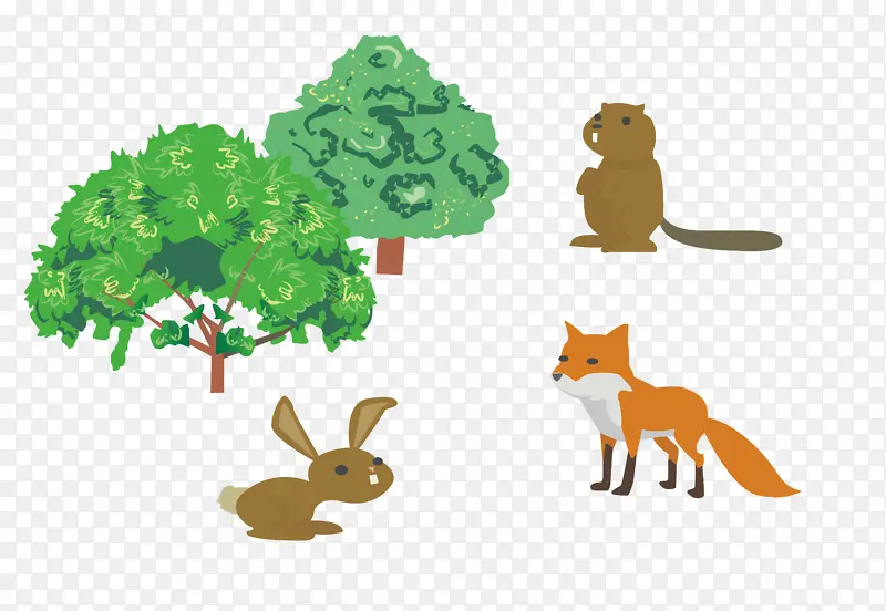 植物动物保护环境插画