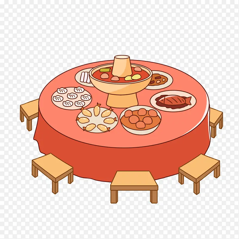 团圆饭火锅桌子