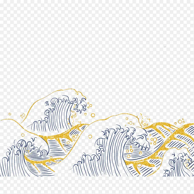 海浪 水纹 手绘 波浪